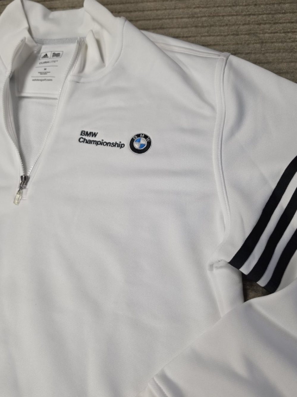 Adidas x BMW Championship PGA Golf 1/4 Men Medium White ClimaLite Performance